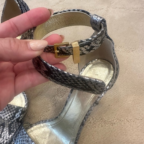 Celine ankle strap python snake skin silver and black stiletto heels, size 36 - Picture 12 of 14